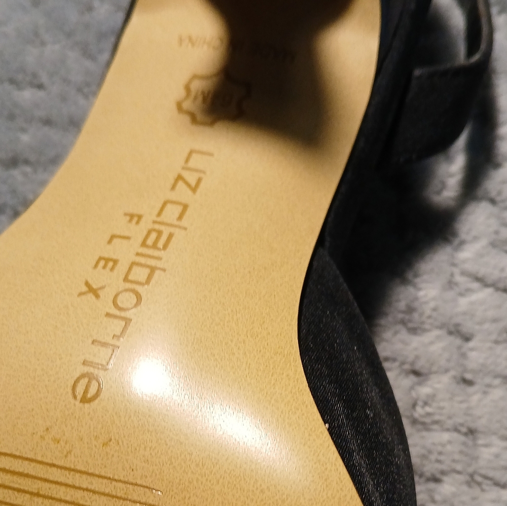 Liz Claiborne Black Slingback Heels - Picture 3 of 4
